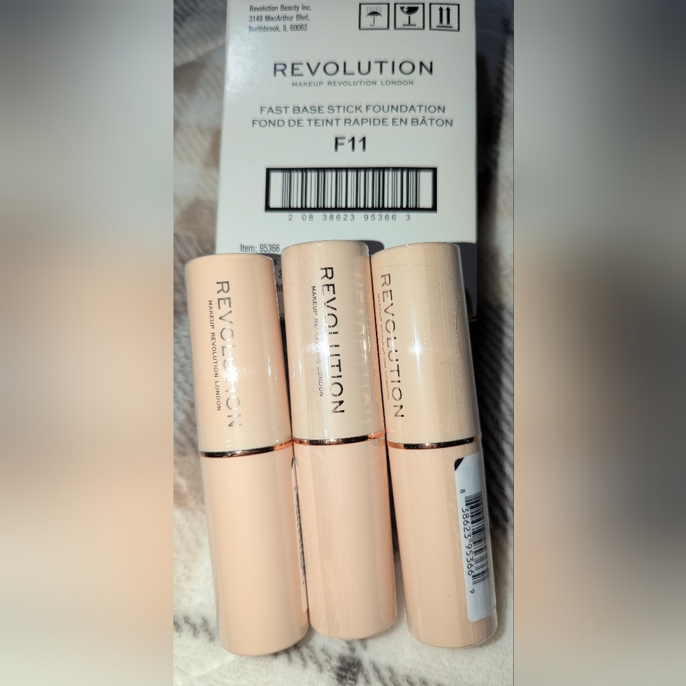 Lot of 3.  Revolution Stick Foundation, shade F11. New, sealed.